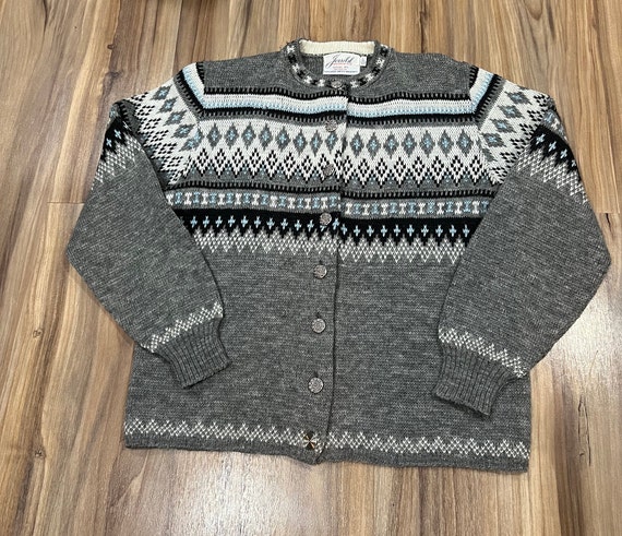 Ladies Large Vintage 50s 60s Jersild Wool Knit Sweater Cardigan