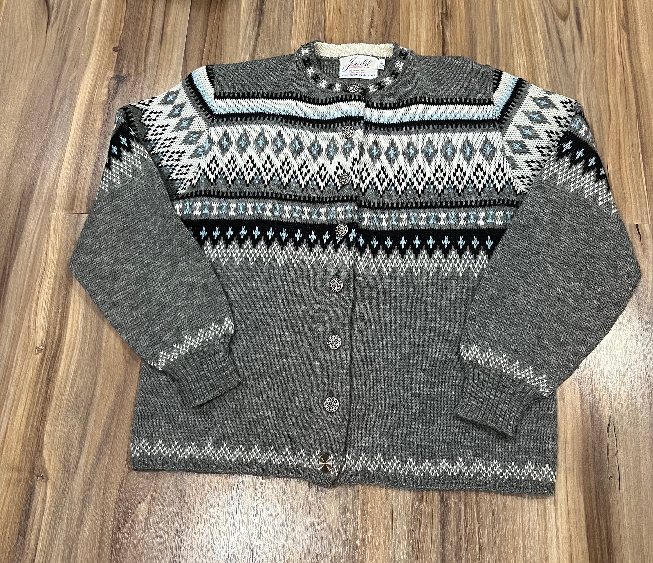 Ladies Large Vintage 50s 60s Jersild Wool Knit Sweater Cardigan