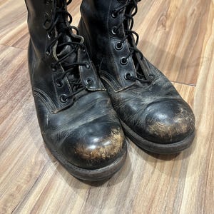 9R Vintage 60s Vietnam Era Military Distressed Black Combat  display picture 3