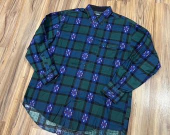 XL Vintage 90s Wrangler Lightweight X Long Tails Multi Color Striped Pattern Design Western Shirt Cotton