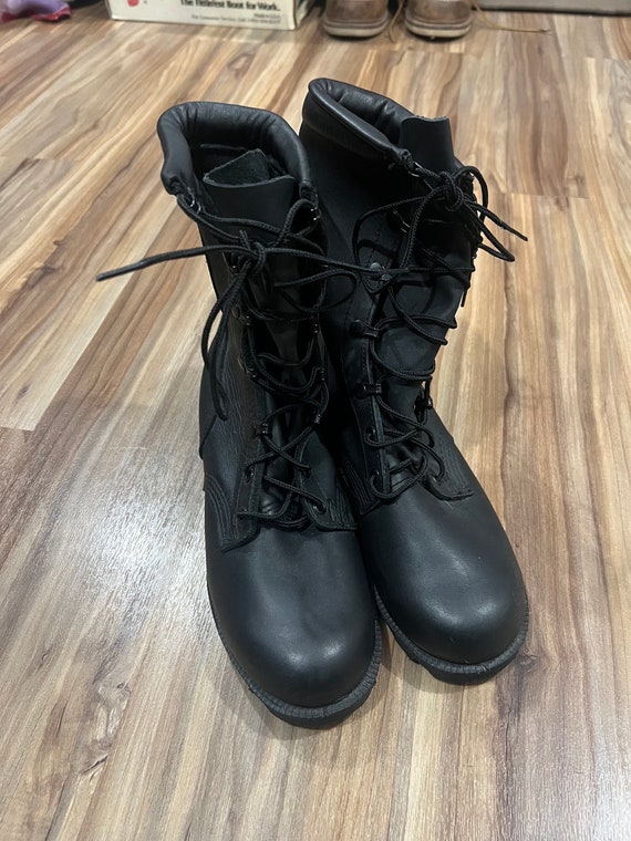 6.5W Vintage 90s US Army Combat Military Boots Black Leather 