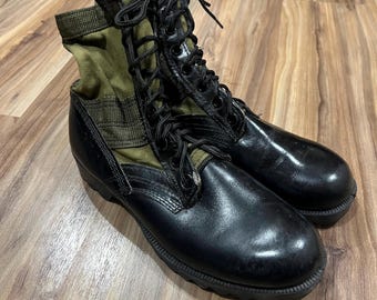 1962 US Army Cap Toe Combat BOOTS Mens 7 R Military Leather 60s