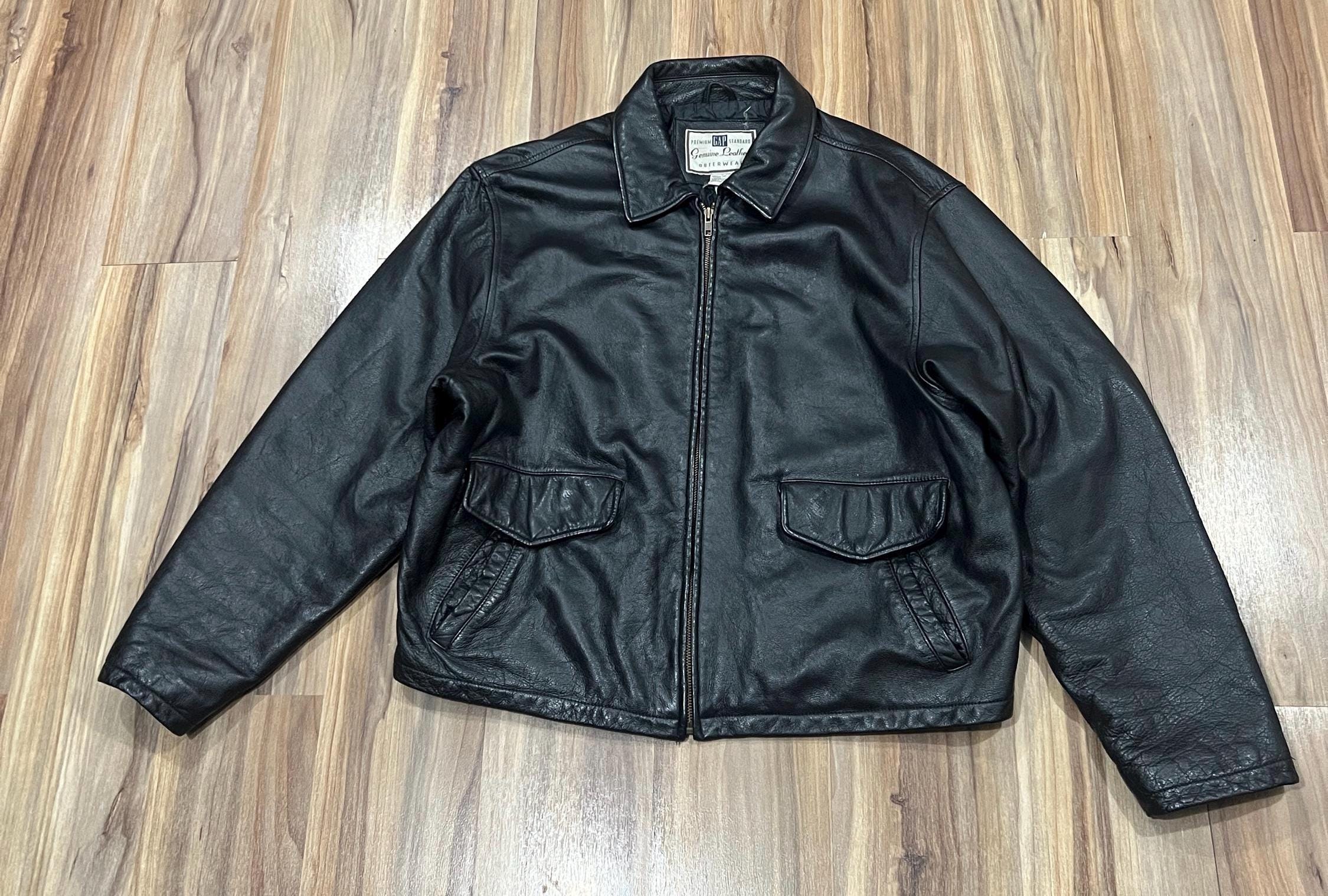 Gap Leather Jacket - Etsy Gap Leather Jacket - Etsy