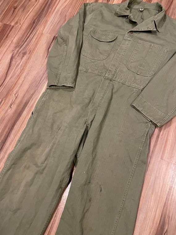 Large Vintage 50s HBT Work Wear Coveralls Faded C… - image 2