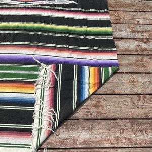 Vintage 40s Mexican Saltillo Serape Wool Blanket Weaving 87x55&quot; Multi-Color