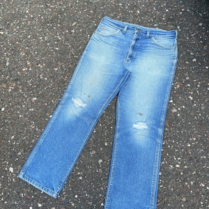 33x30 Vintage 70s 80s Lee Flare Jeans de mezclilla con corte bota desgastado