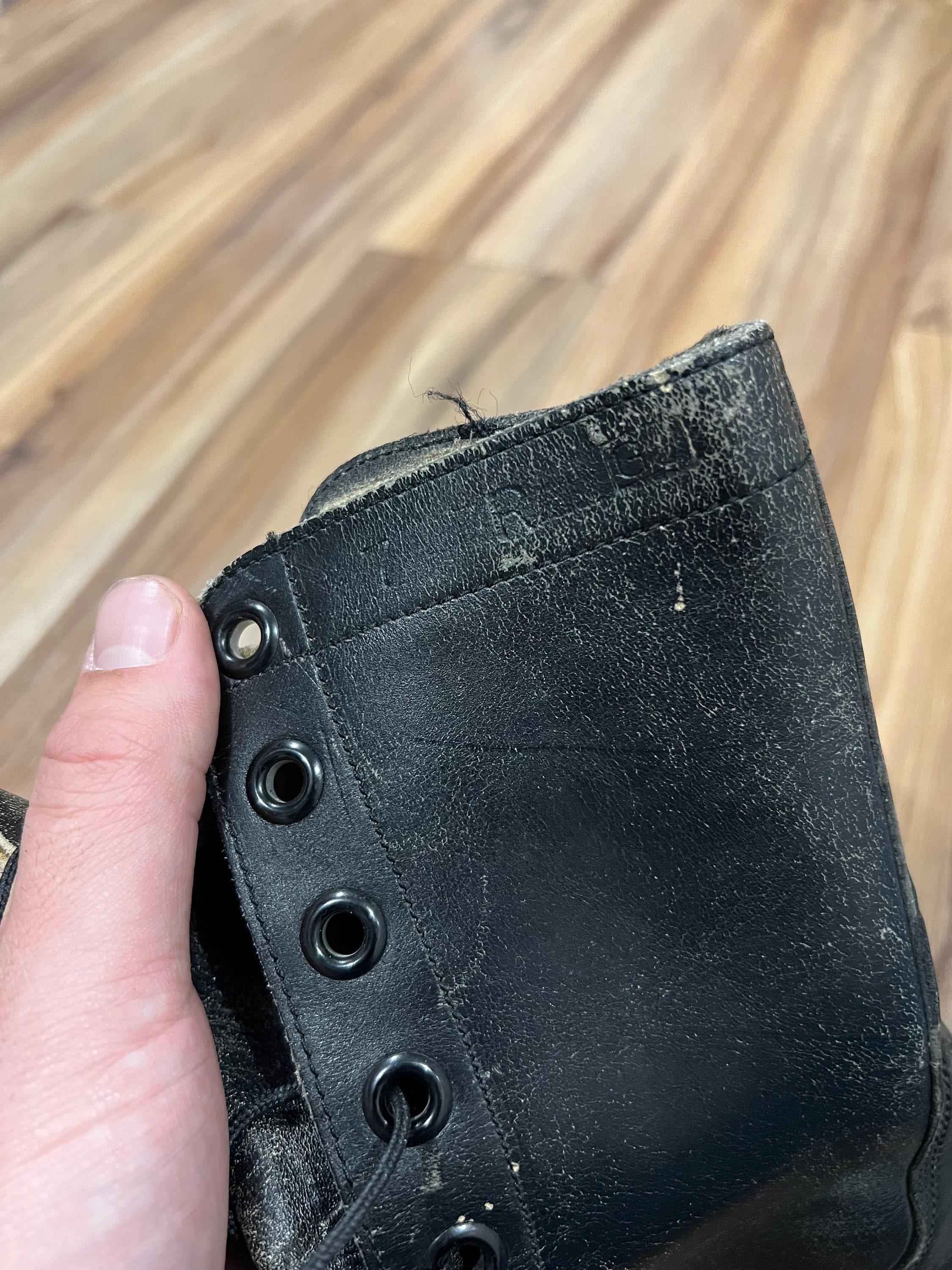 7R Vintage 60s Vietnam Era Black Combat Leather Cap Toe Boots US 