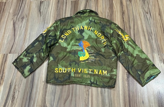 Small Kids Vintage 60s Vietnam War Embroidered Map Souvenir Jacket