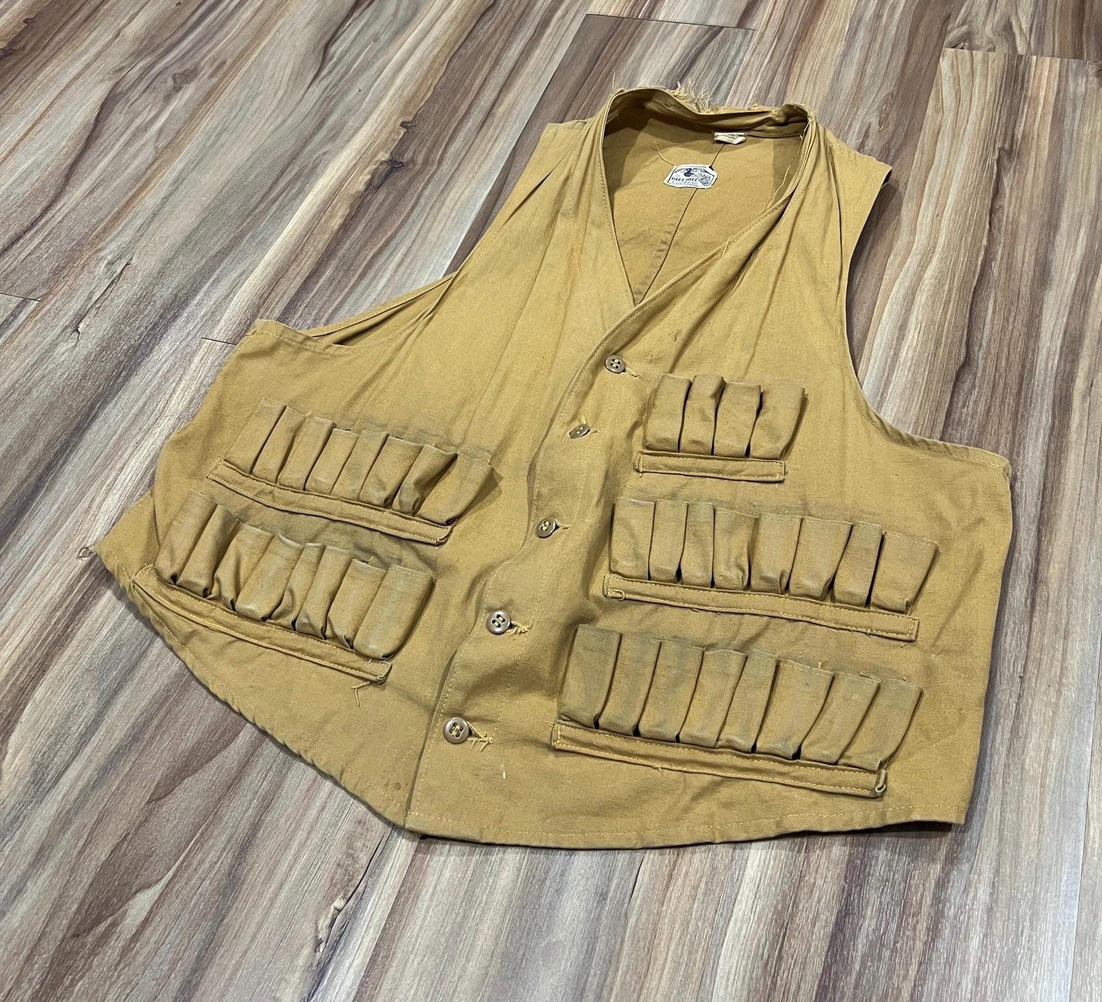 Medium Vintage 40s Blue Bill Red Head Canvas Hunting Vest Shotgun 