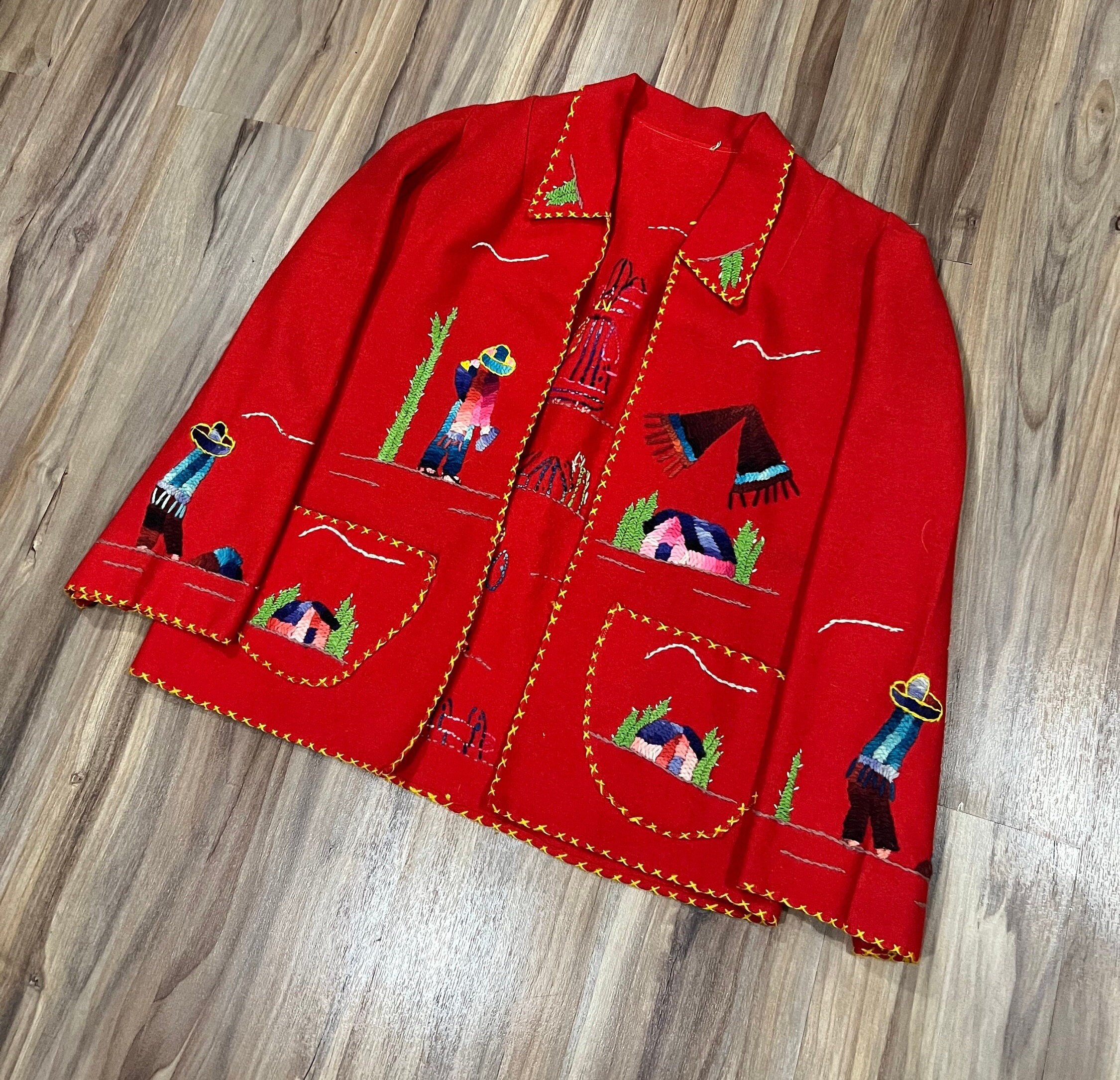 Small Vintage 50s 60s Mexican Souvenir Tourist Wool Hand