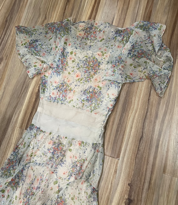 STUNNING Vintage 1920s Floral Formal Silk Chiffon… - image 1