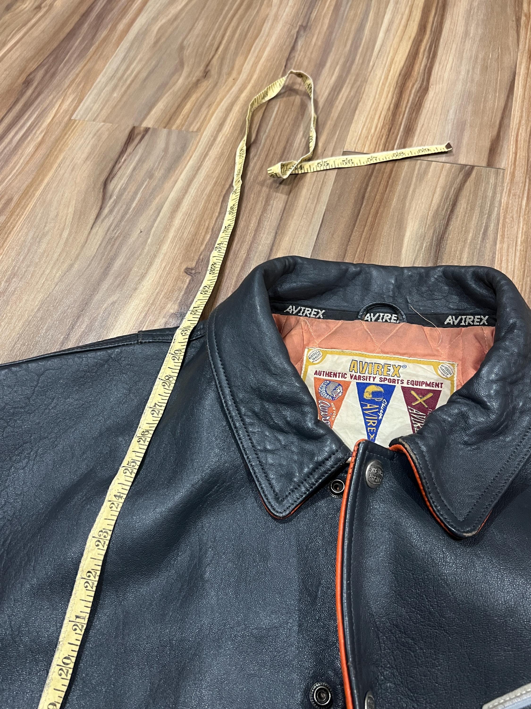 Vintage Leather Avirex Jacket Orange/ Grey Fierce Grizzly's 6XL