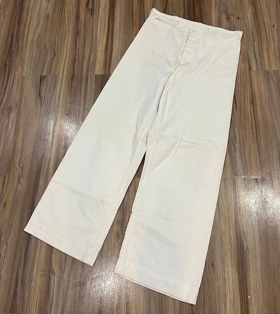 32x30 Vintage USN White Trousers Deck Pants Unifo… - image 1