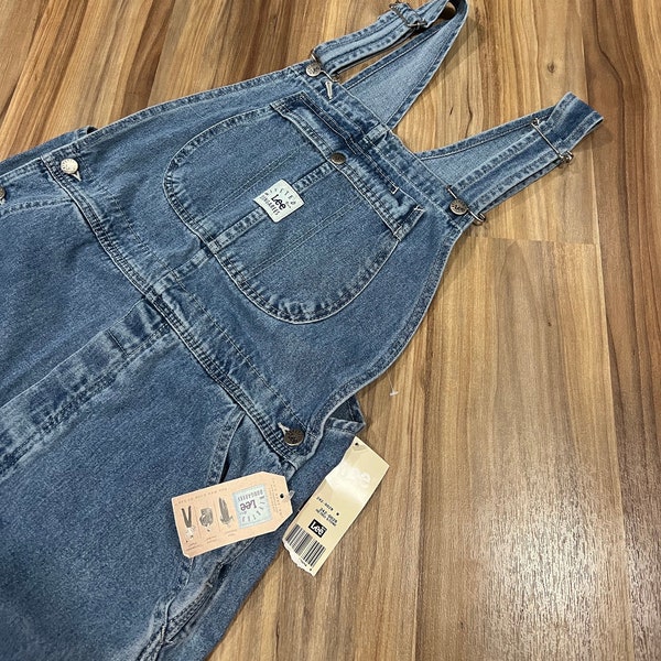 Deadstock Medium Vintage 90s LEE Riveted Dungarees Denim Work Overalls Wide Leg Jeans w/ Tags 1997