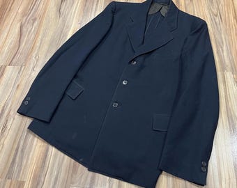 Vintage 30s Single Breasted Suit Coat Jacket Wool  Navy Blue Wool 1937 by Kling Bros & Co Chicago