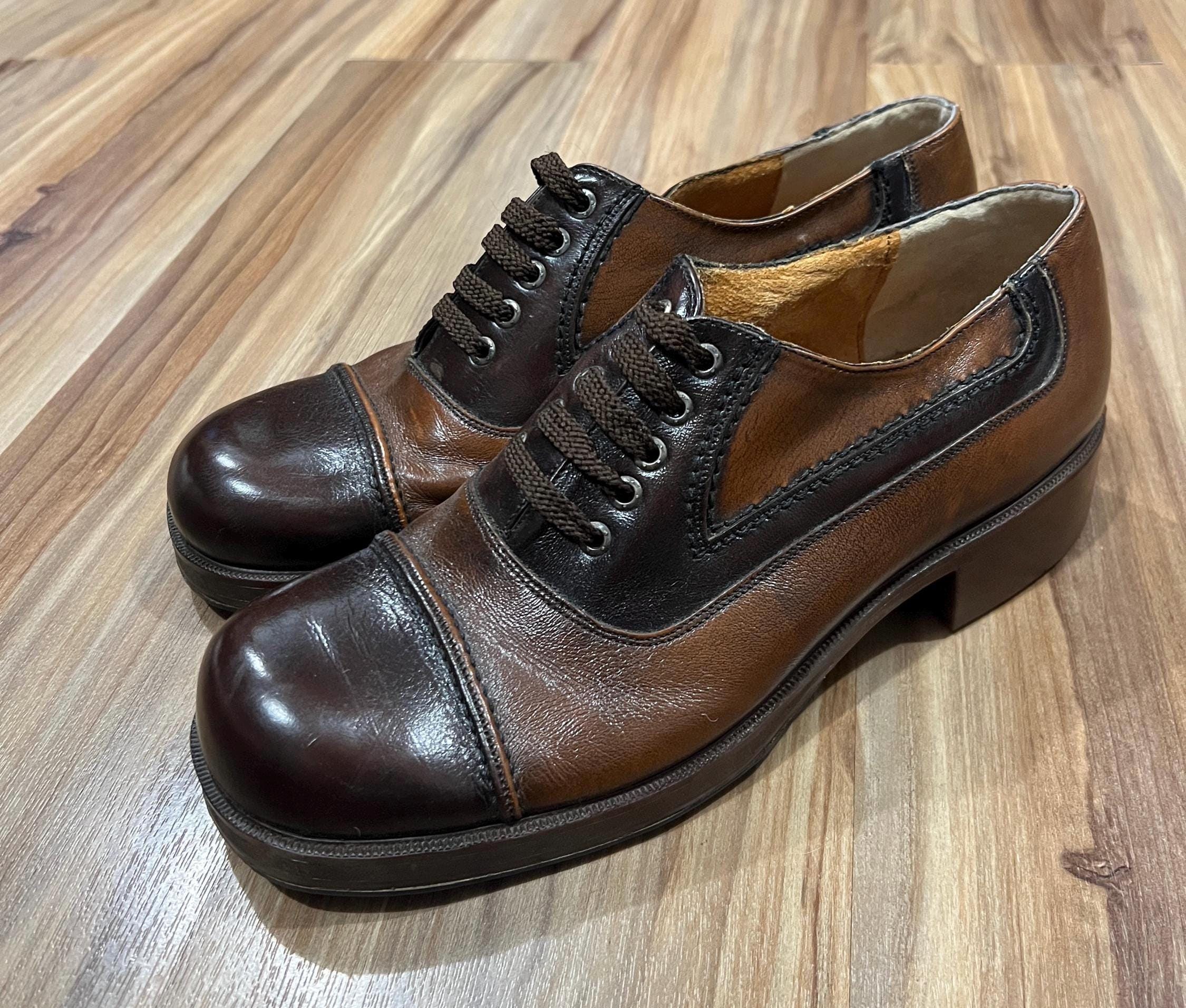 ✨ Lot 3 Pairs Vtg 70s NOS Leather Oxford Dance Shoes Sz 7‎ B | Black Brown Beige main.png main image 2