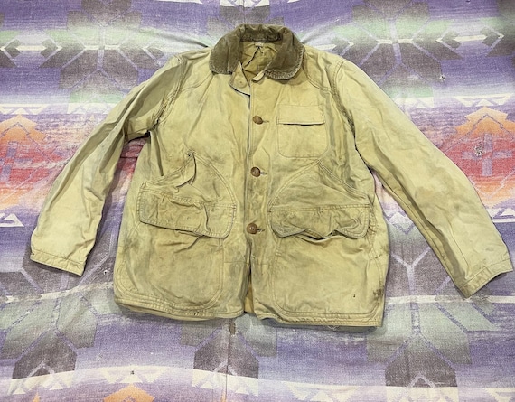 Small Vintage 50s JC Higgins Distressed Cotton Hunting Work Jacket
