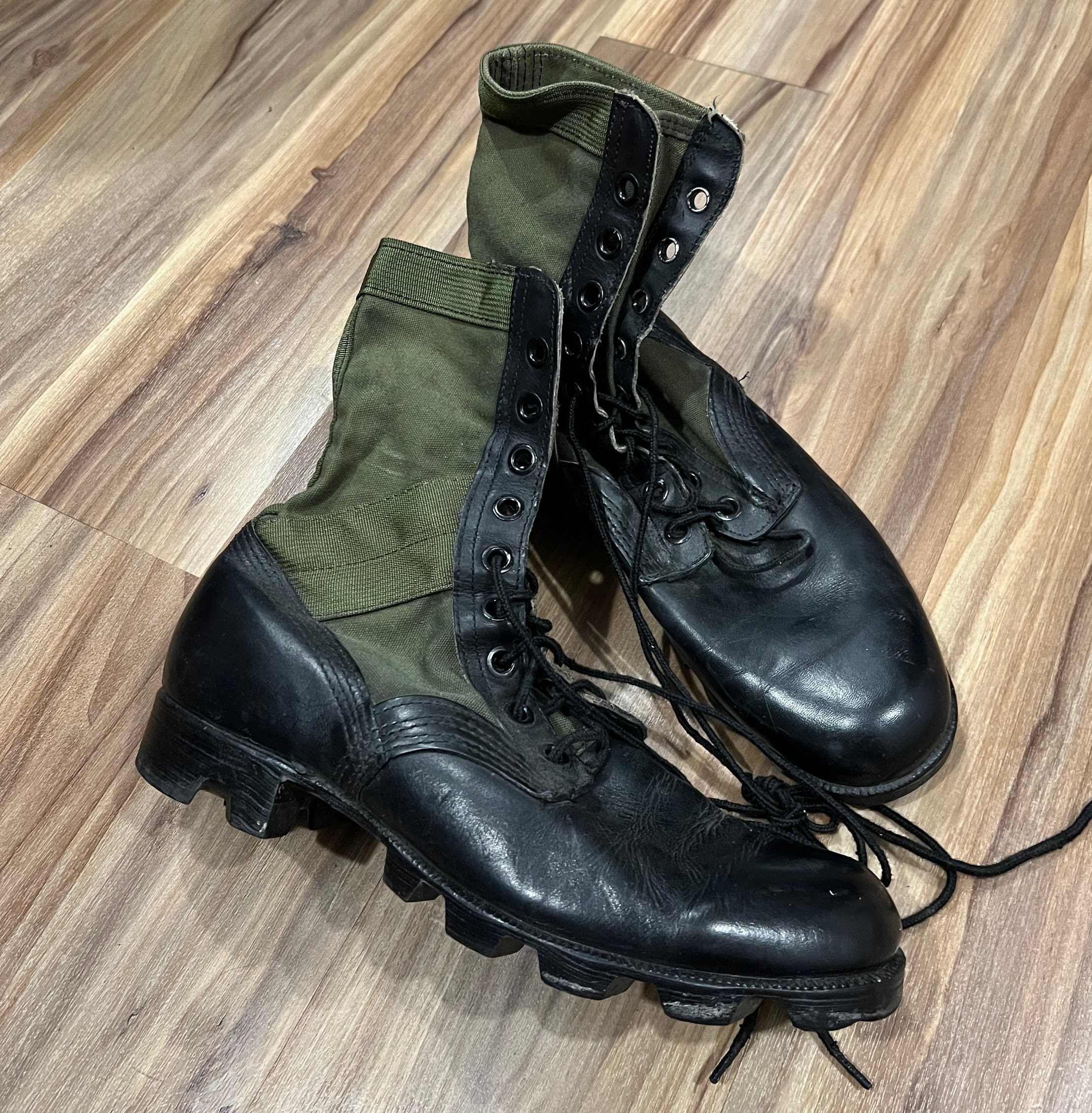 Sz 10R Vintage 60s 70s Jungle Vietnam Combat Canvas Leather Sz 10R Vintage 60s 70s Jungle Vietnam Combat Canvas Leather