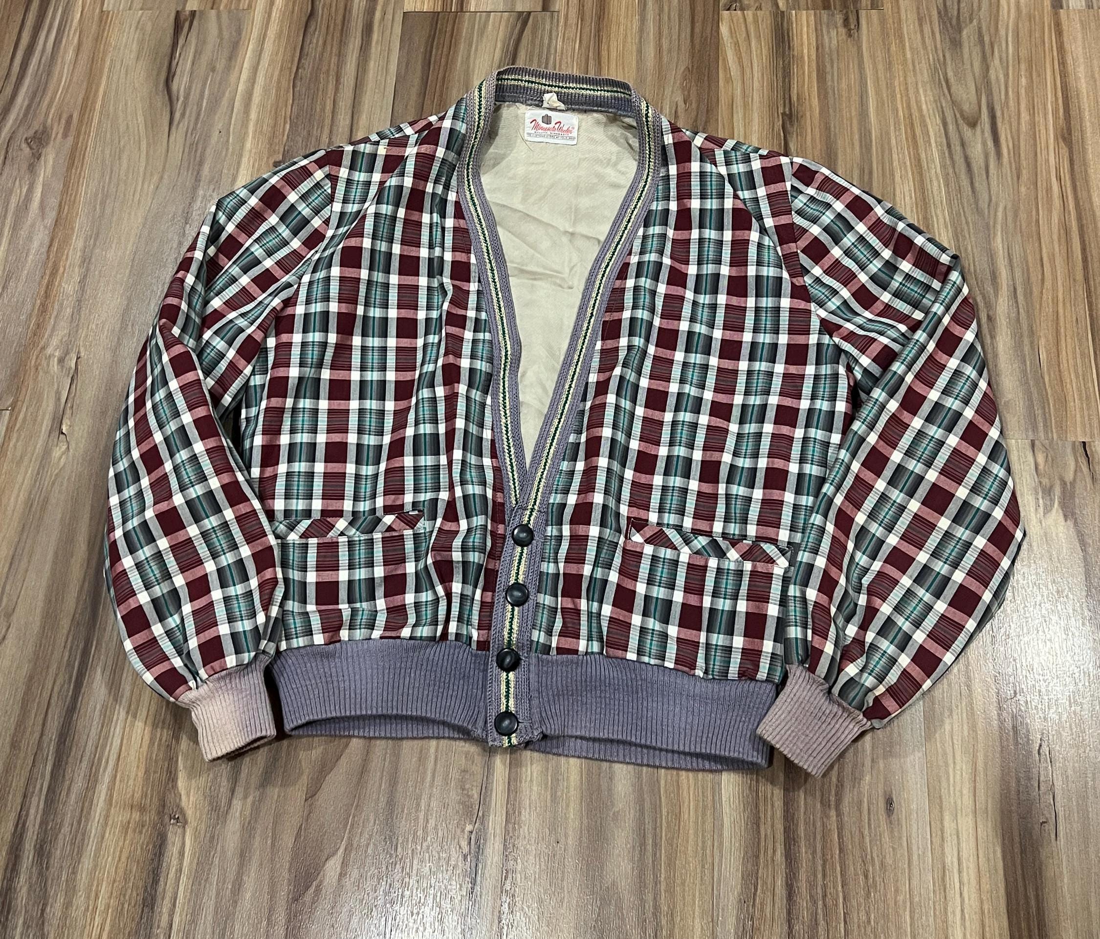 ジャケット・アウター 40s Merril Woolens Shadow Plaid Wool JKT Vintage 40s Merrill Woolens Shadow Plaid Wool Western Jacket