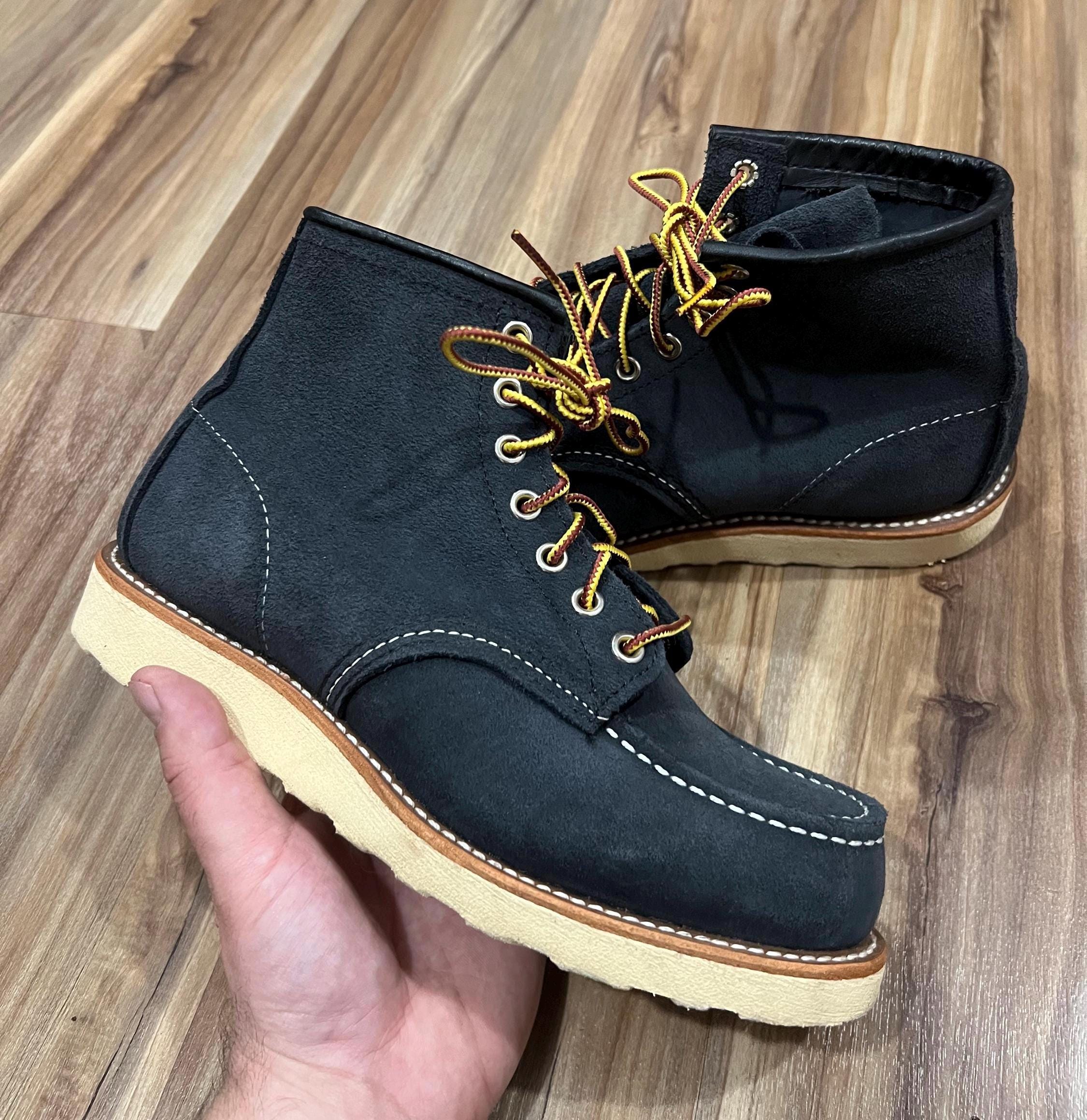 Red Wing Moc Toe Navy Blue Rough Out Suede Boot Size 5E 6.5