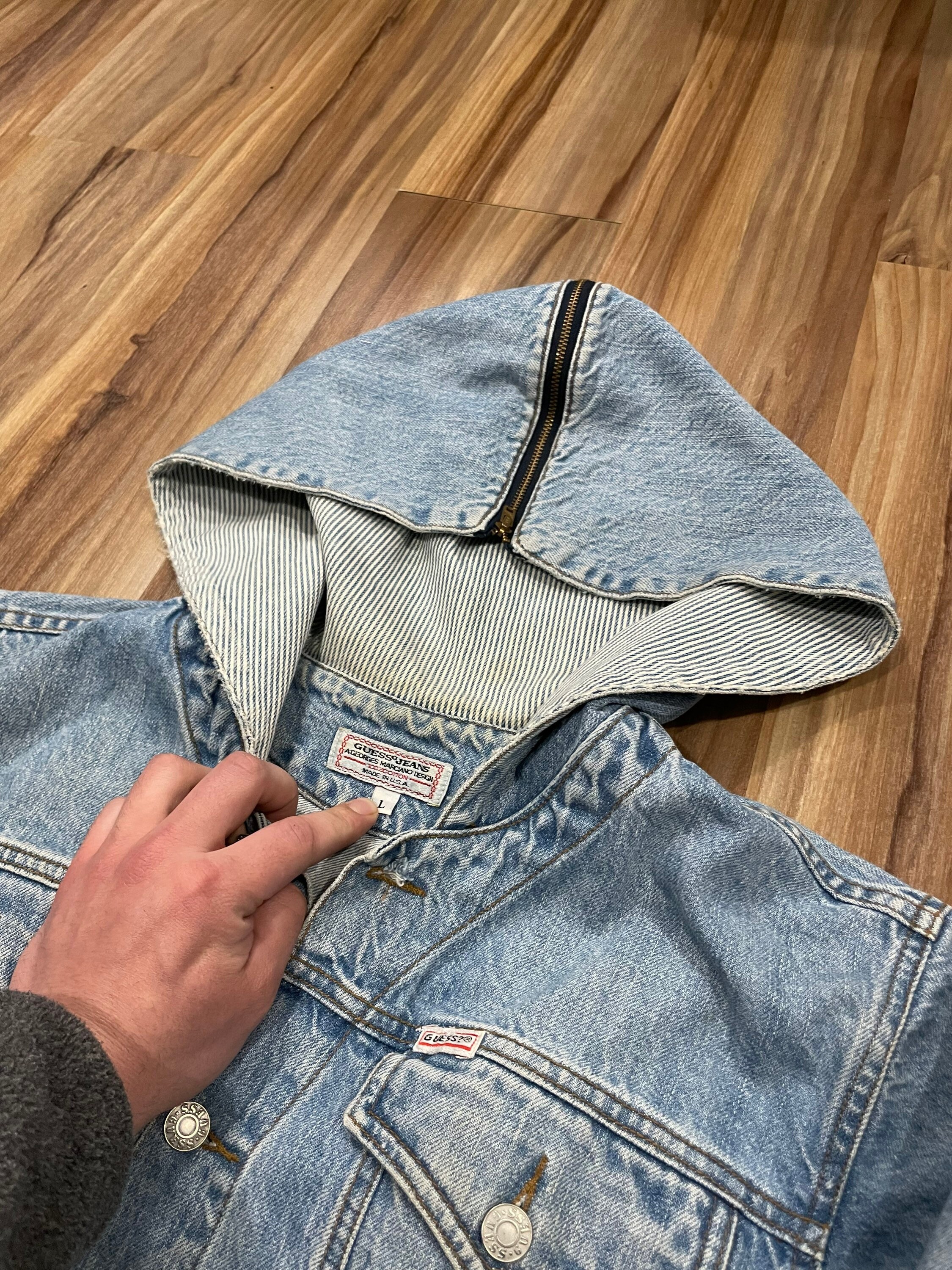 XS Vintage 80s Guess Jeans Denim Cropped Jacket Light Wash