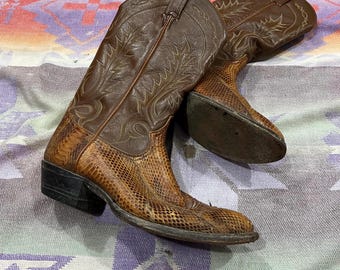 Tony Lama Brown Leather Snake Western Cowboy Boot Mens Size 8.5 D Gold Label Tony Lama Brown Leather Snake Western Cowboy Boot Mens Size  main image 2