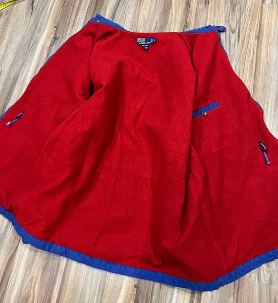 Large Vintage 90s Polo Ralph Lauren Blue & Red Co… - image 6