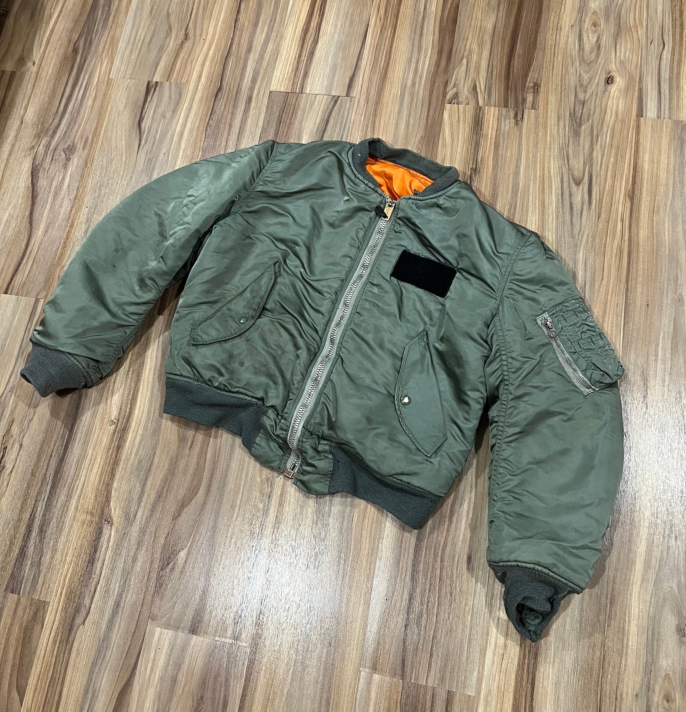 XS Vintage 70s MA-1 US Militär Fliegerjacke Orange Liner 1974 