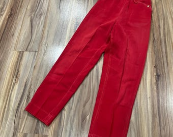 Pantalones vaqueros de mujer estilo western, 24x27.5, con cremallera lateral, color rojo, con botones de perlas, fabricados en EE. UU., de algodón original.