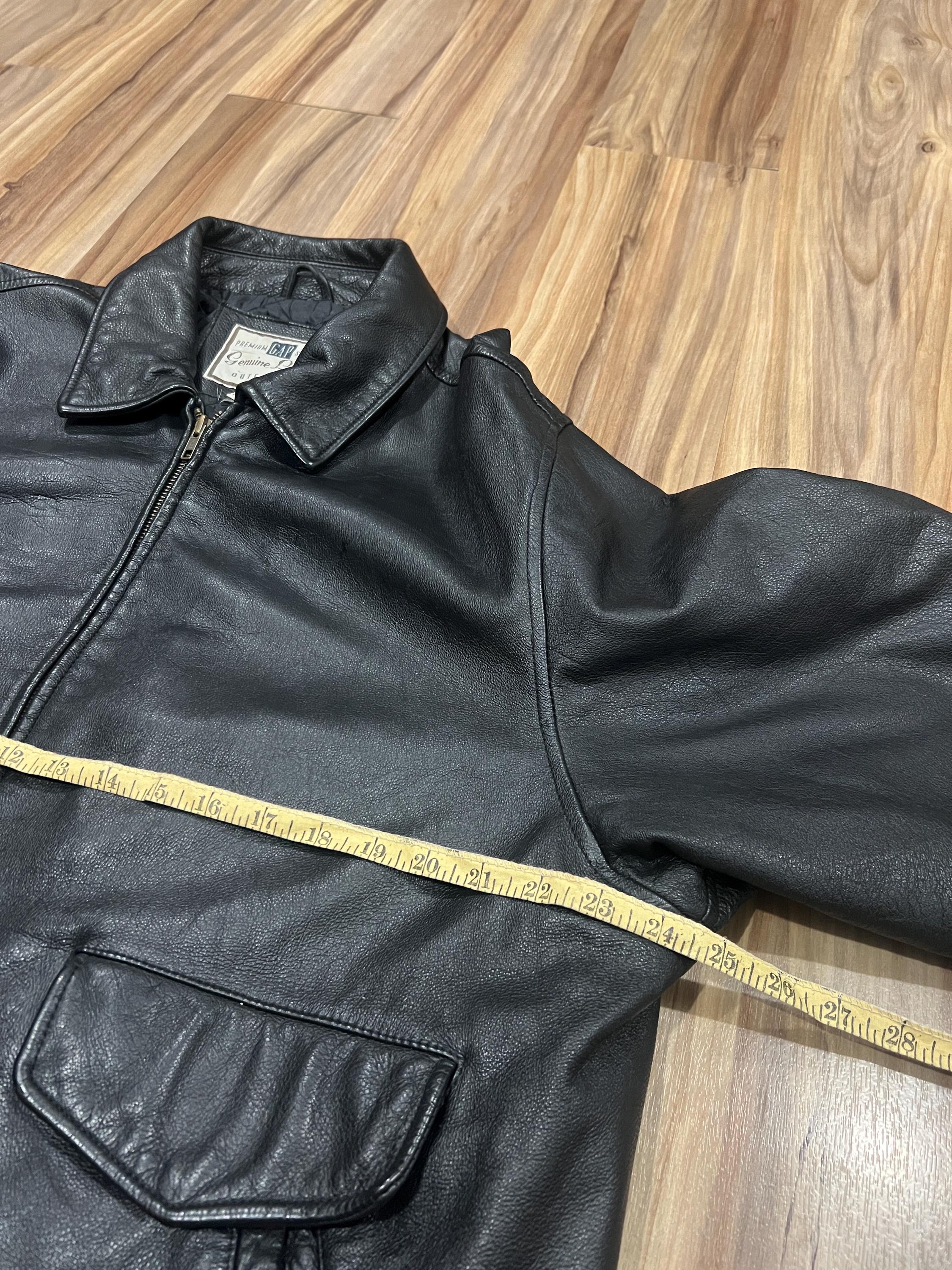 Large Vintage 90s GAP A-2 Style Bomber Black Leather Jacket