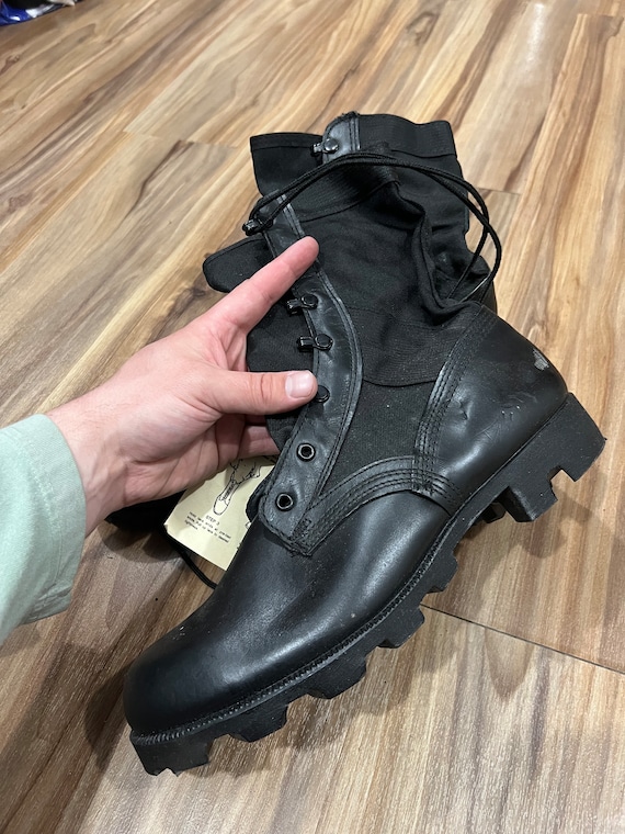 10W Vintage 70s 80s US Military Black Combat Leather Jungle 10W Vintage 70s 80s US Military Black Combat Leather Jungle
