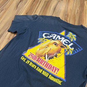 Medium Vintage 80s Joe Cool Camel Cigarettes 50/50 Blue Graphic T