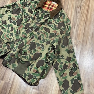 Large Vintage 70s Red Head Duck Camo Canvas Hunting Jacket