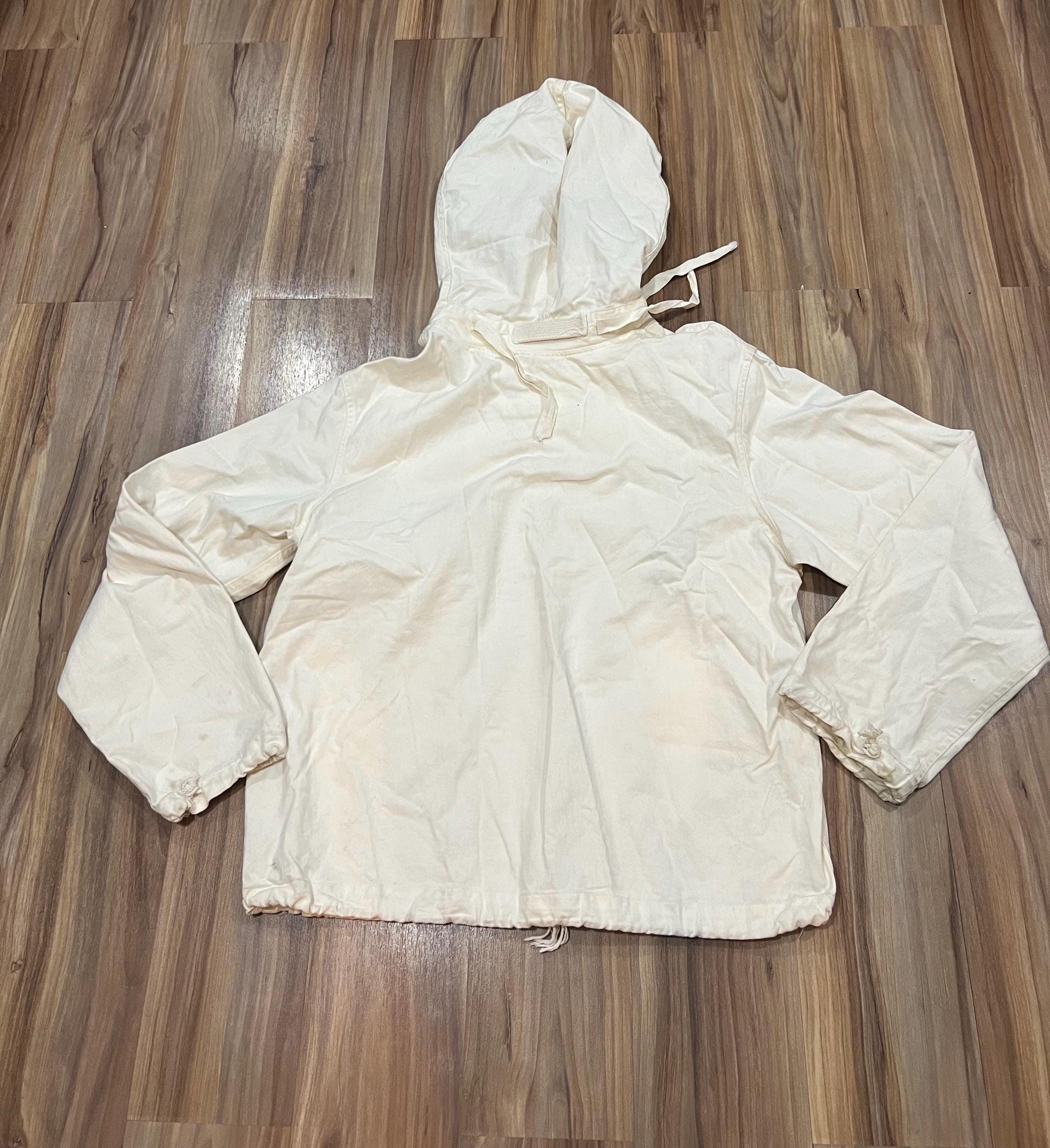 Medium Vintage 40s US Military Gunner Smock Anorak Pullover Cotton 