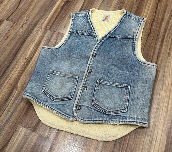 Small Vintage 70s 80s Carhartt Sherpa Lined Work Vest Light Small Vintage 70s 80s Carhartt Sherpa Lined Work Vest Light