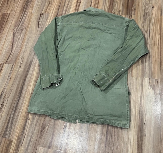 Medium Vintage 60s Olive Green Slant Pocket Poplin Non Ripstop