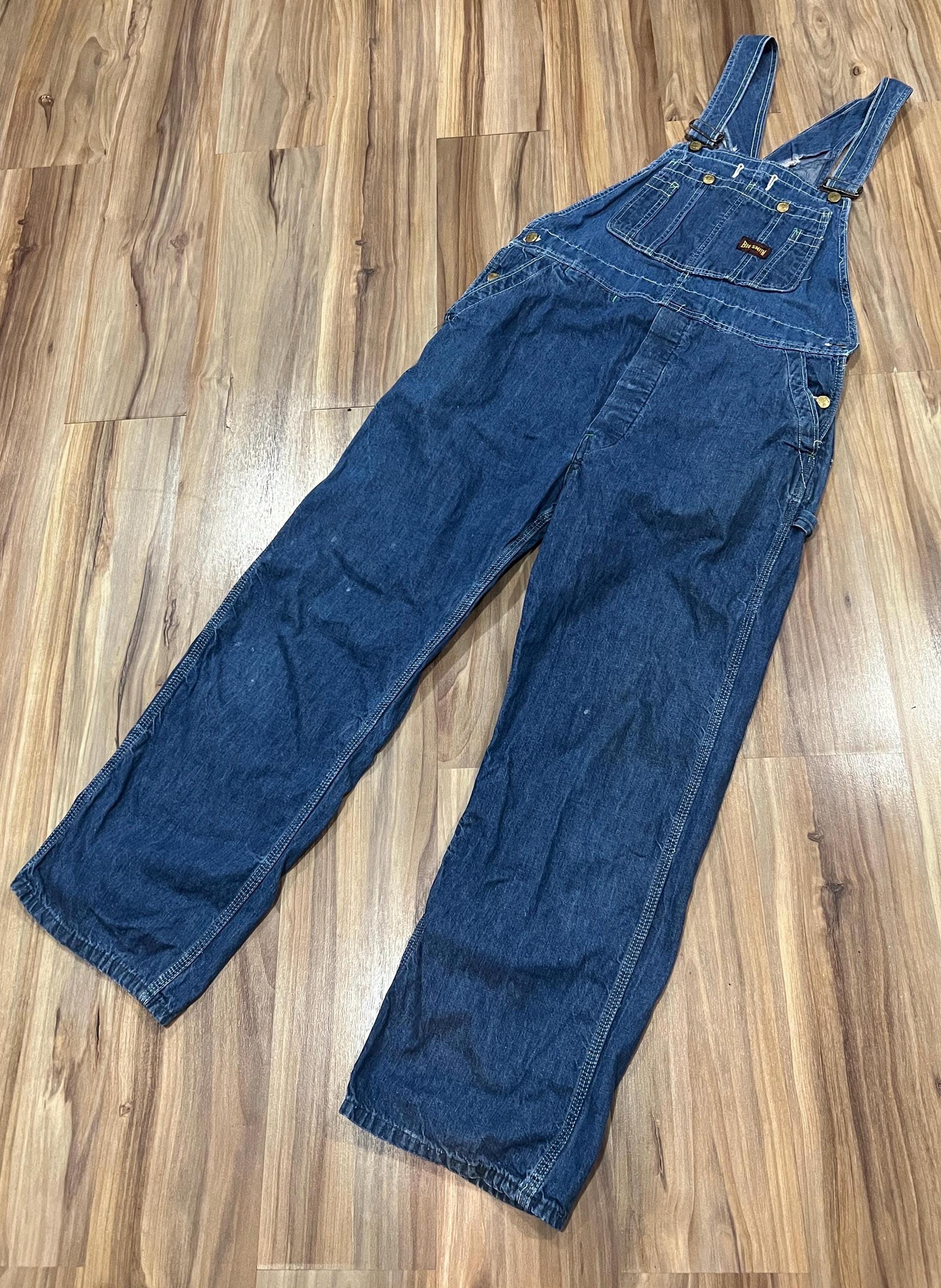 Medium Vintage 40s 50s Big Smith Denim Farm Bibs Overalls Work 