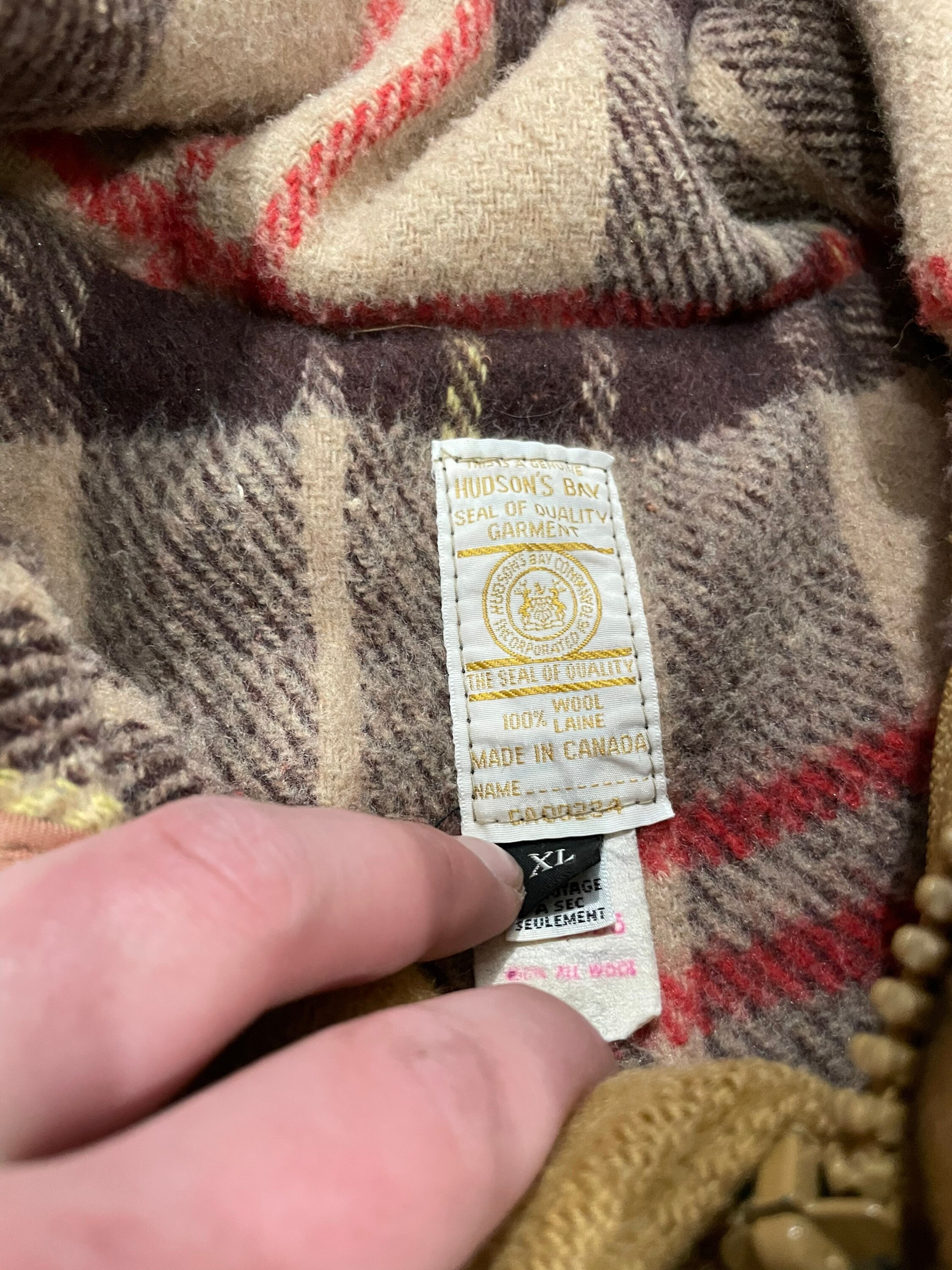 70s HUDSON'S BAY ウールジャケット カナダ製 リバーシブル XL Vintage 70's Hudson's Bay Toggle Clasp Jacket Wool