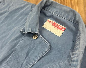 Vintage Montgomery Ward Power House Teal Denim Work Coveralls 44