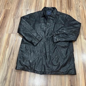 Vintage Gap Leather Trucker Jacket - Etsy