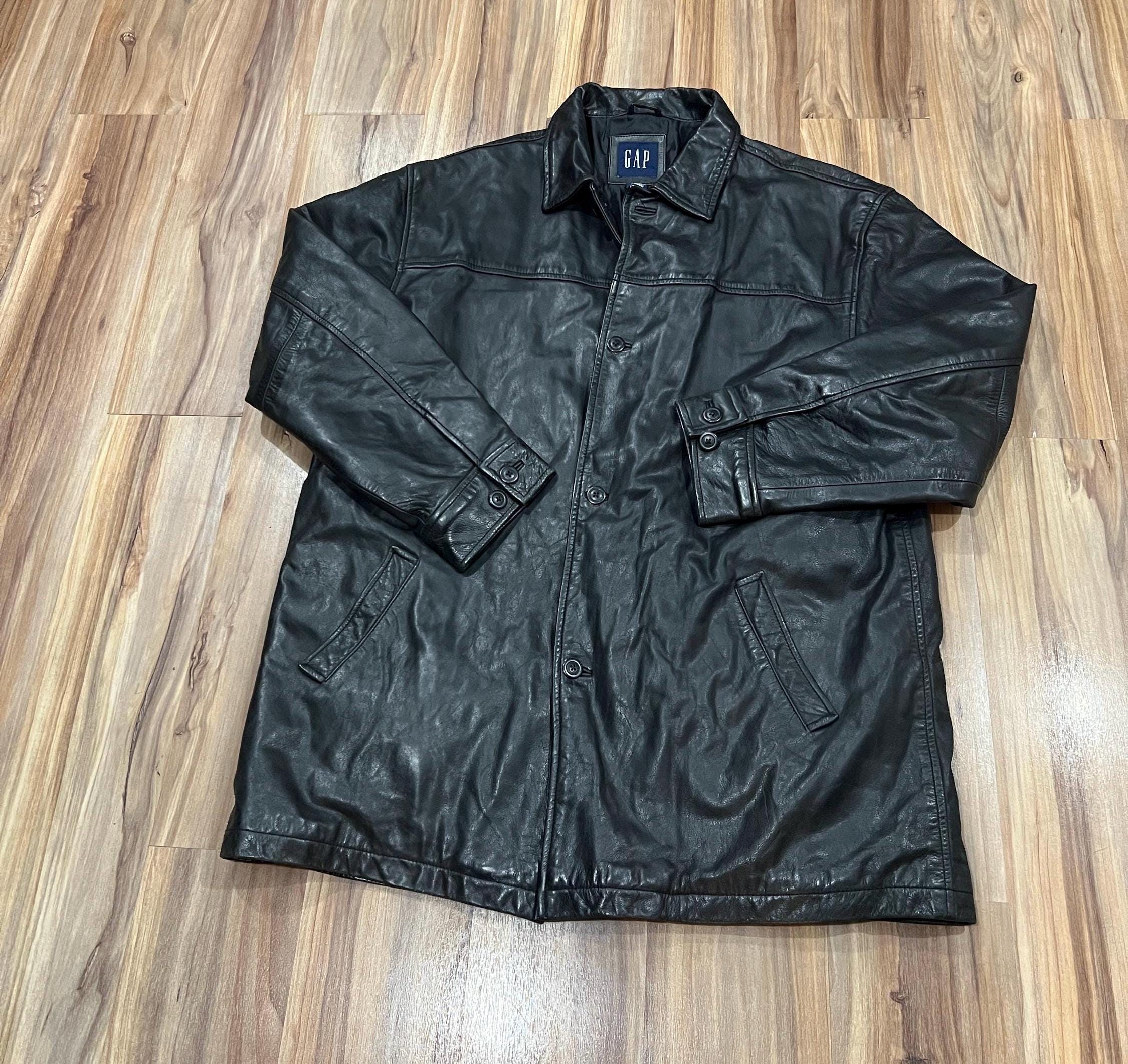 Vintage Gap Leather Trucker Jacket - Etsy