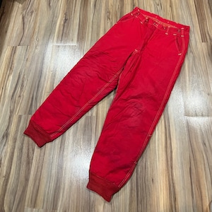 31x30 Vintage 40s Red Cotton Buckle Back Pants Trousers USA Made Unwashed Winter Hunting