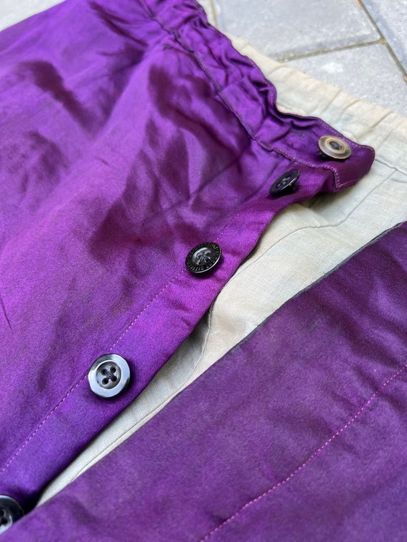XXL Vintage 20s 30s Button Fly Purple Satin Silk … - image 4