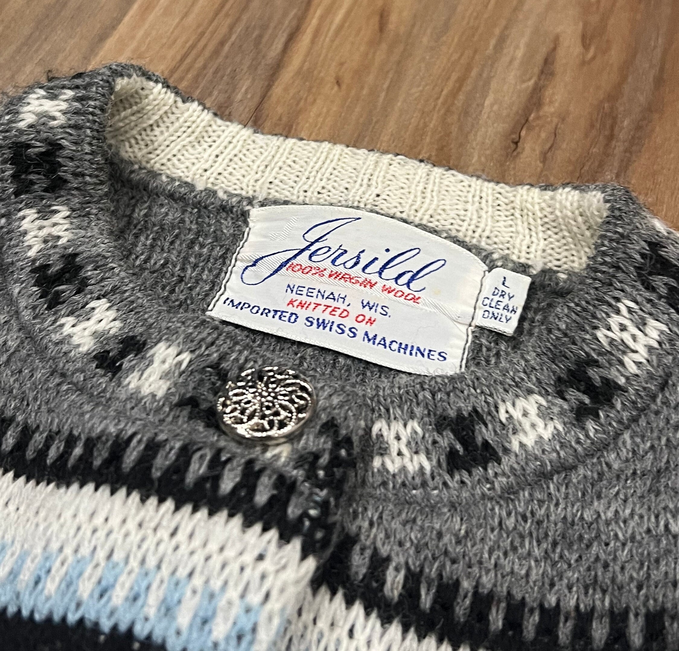 Ladies Large Vintage 50s 60s Jersild Wool Knit Sweater Cardigan