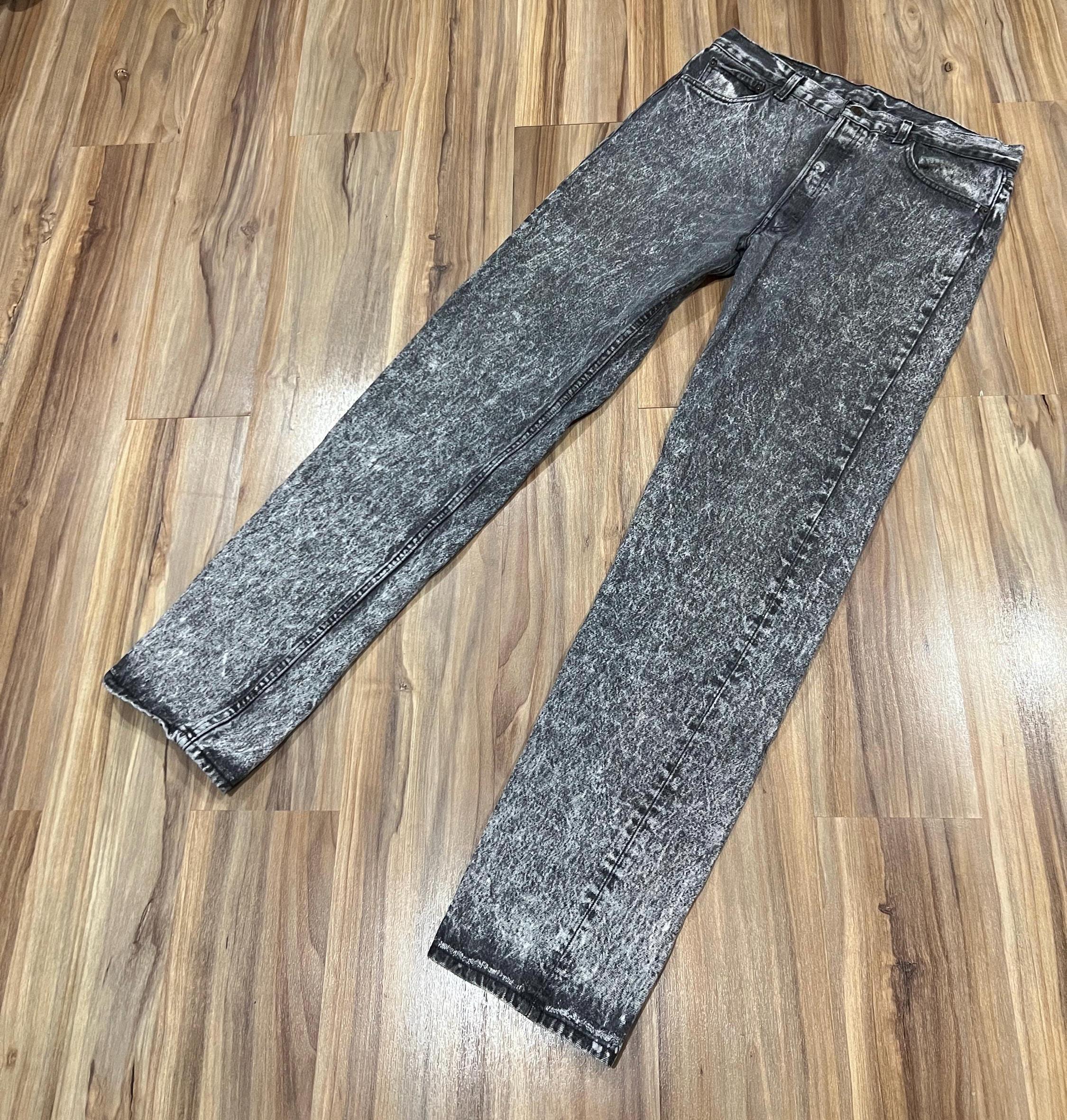 34x35 Vintage 80s Levi's 501 Black Acid Wash Cotton Denim Jeans
