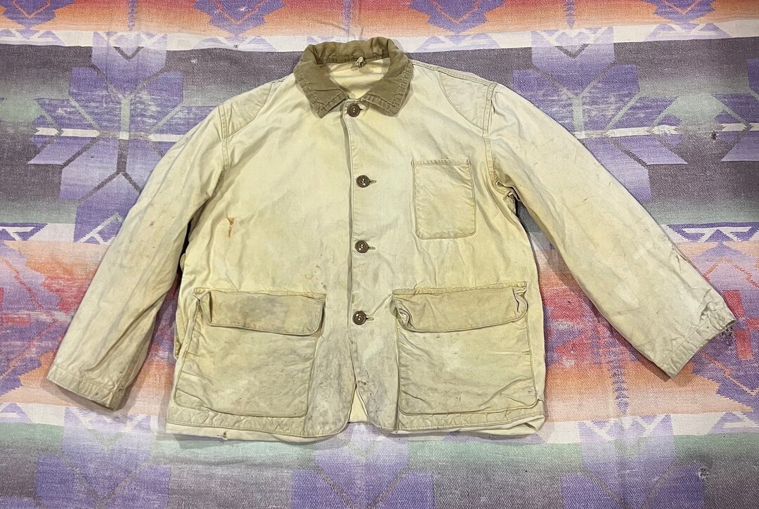 Small Vintage 40s 50s Sun Faded Distressed Hunting Jacket