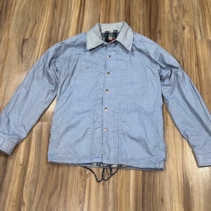 Small Vintage 60s Brent Lightweight Blue Jacket w/ Plaid Lining USA Made