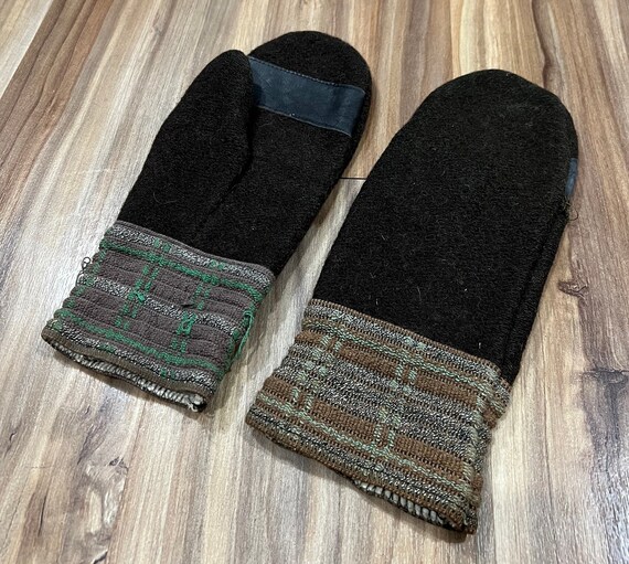 Adult Size Vintage 1930s Wool Chopper Mittens USA… - image 1