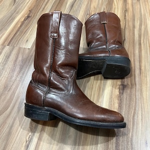 7D Vintage 80s Red Wing Brown Leather Cowboy Western Boots USA Made
