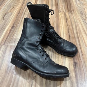 12R Vintage 80s US Army Combat Military Boots Black Leather Excellent Condition 1985